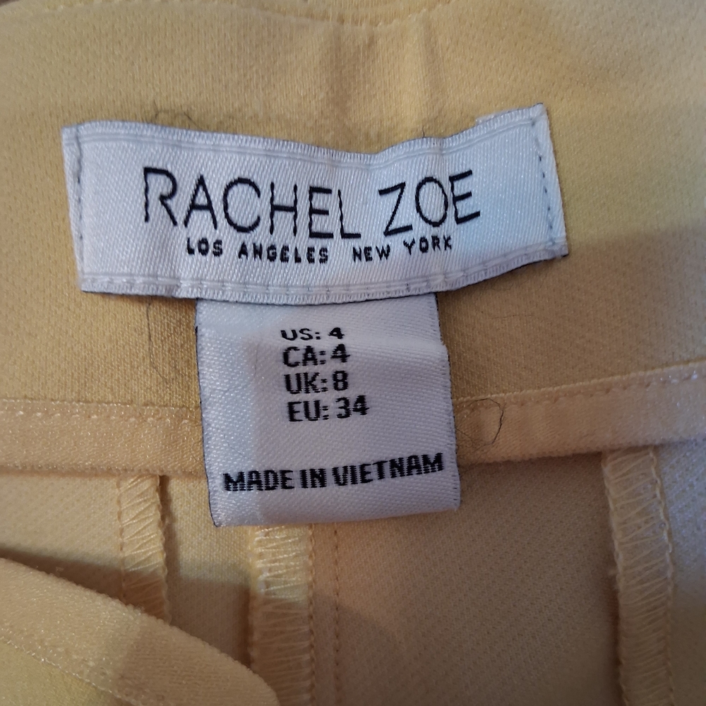 Rachel Zoe Butter Yellow Tailored Ankle Pants Sz 4 Stretch Chic Workwear Classic - Picture 9 of 10